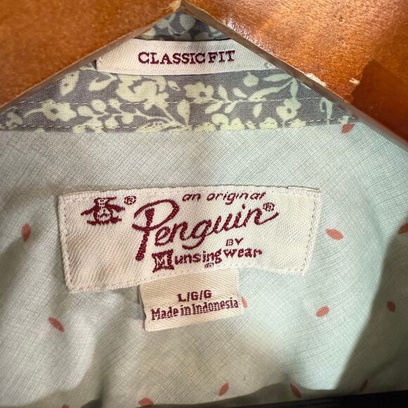 Penguin Large Classic Fit Shirt Munsingwear Buttoned Short Sleeve Floral Office - Picture 4 of 7